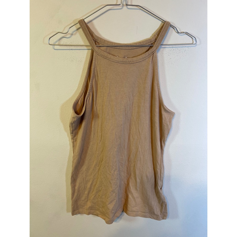 Aveto Womens Tank Top High Neck Halter Tan XL